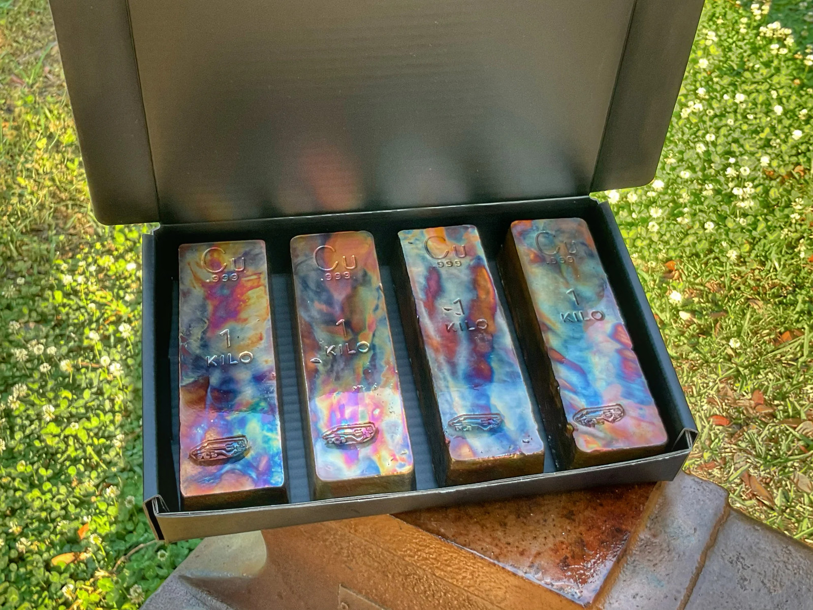 4-Pack Heat Painted Kilo Box - .999 Fine Copper Art Bullion