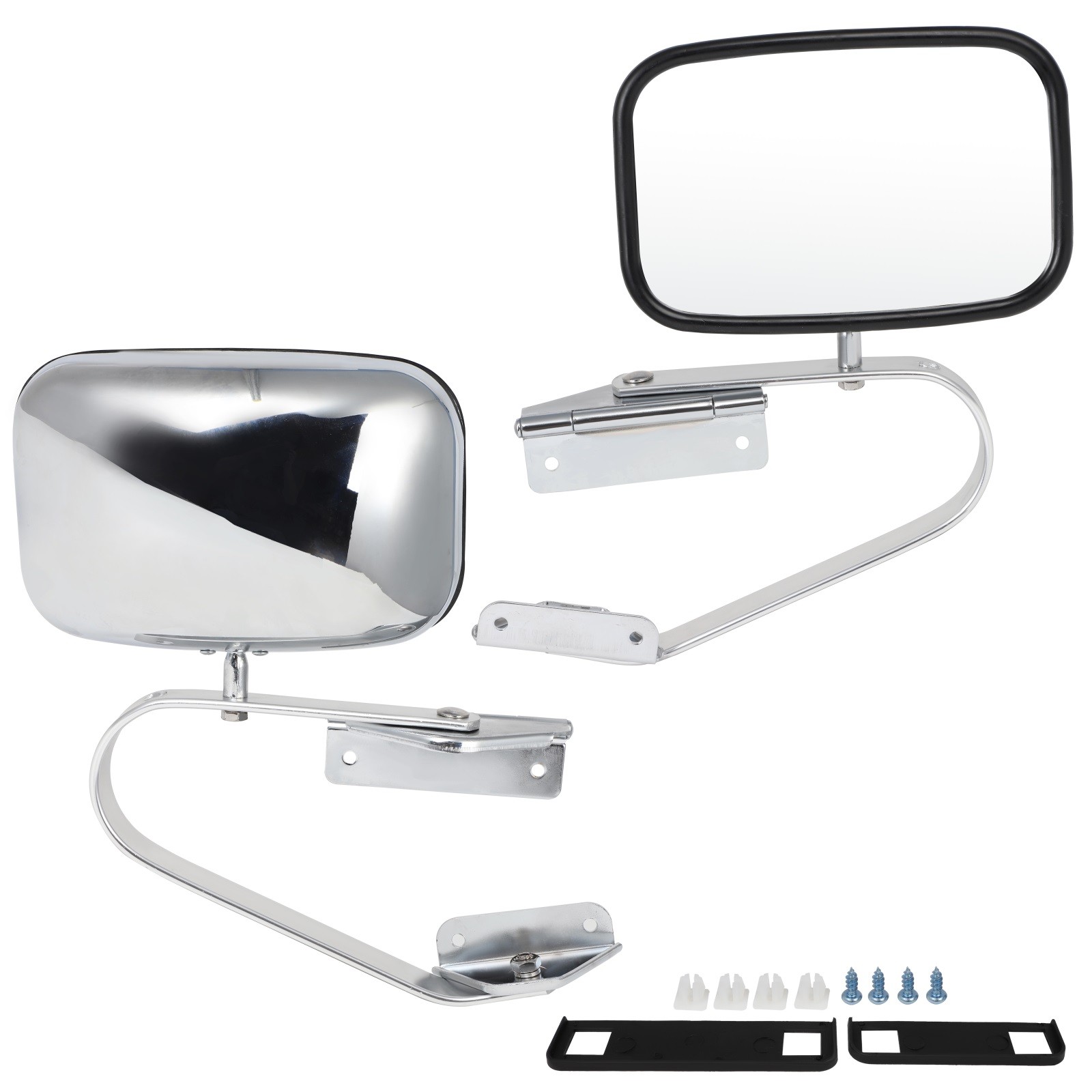 Side View Manual Mirrors Chrome Pair Set Fits 1980-96 Ford F-Series Pickup Truck