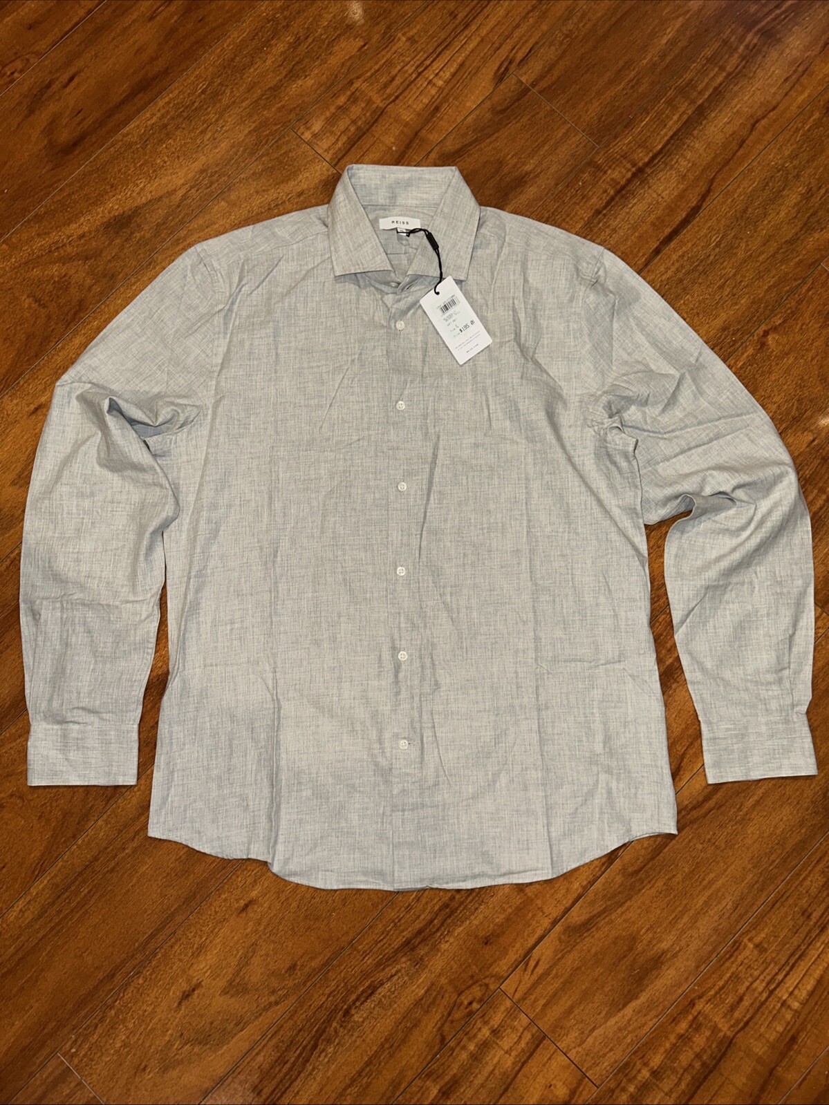 Reiss Long Sleeve Melrose Twill Button Up Casual Long Sleeves Gray XL $195