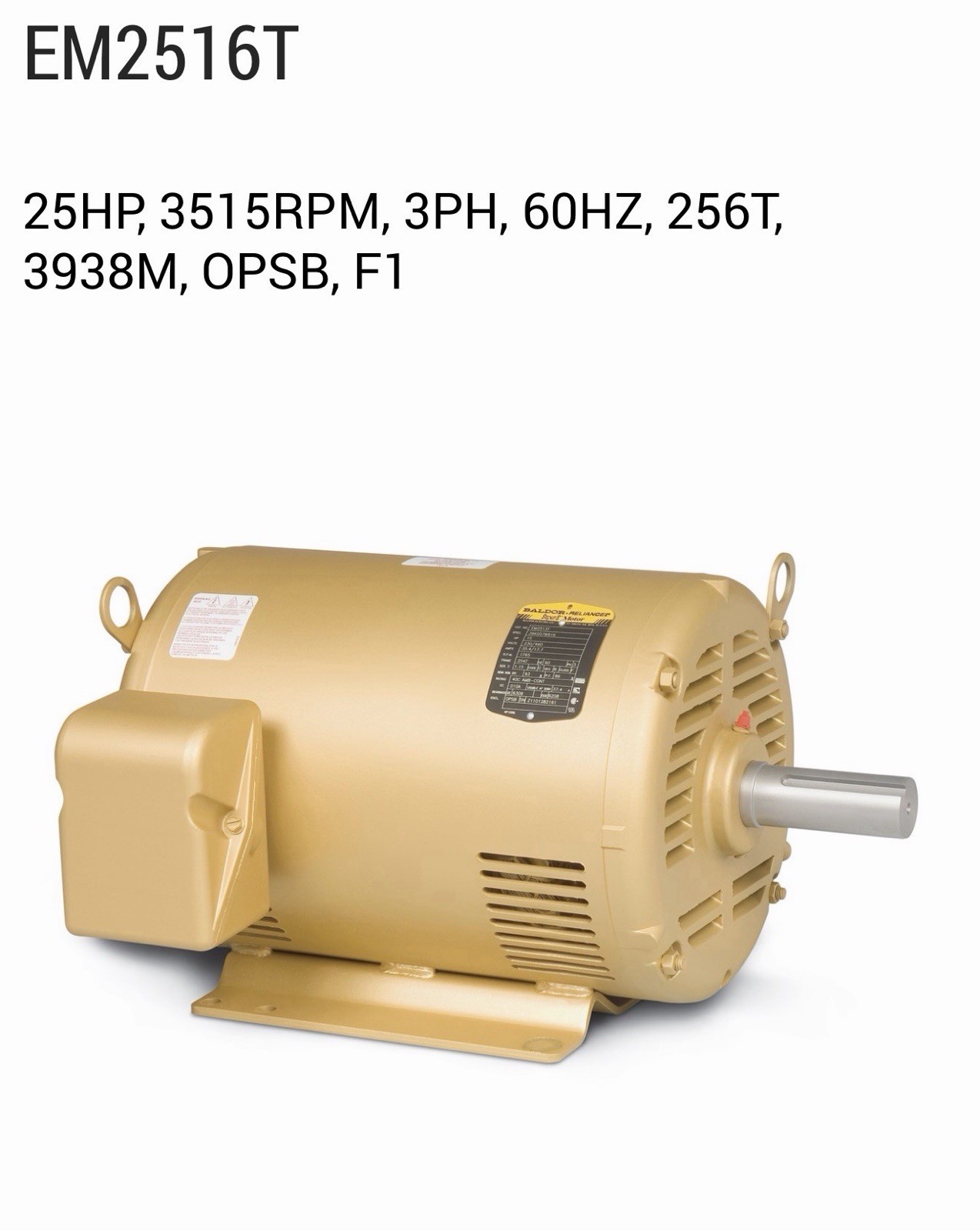 Baldor EM2516T - 25 hp, 3600 rpm, 3 ph, 230/460 V, 256T Frame