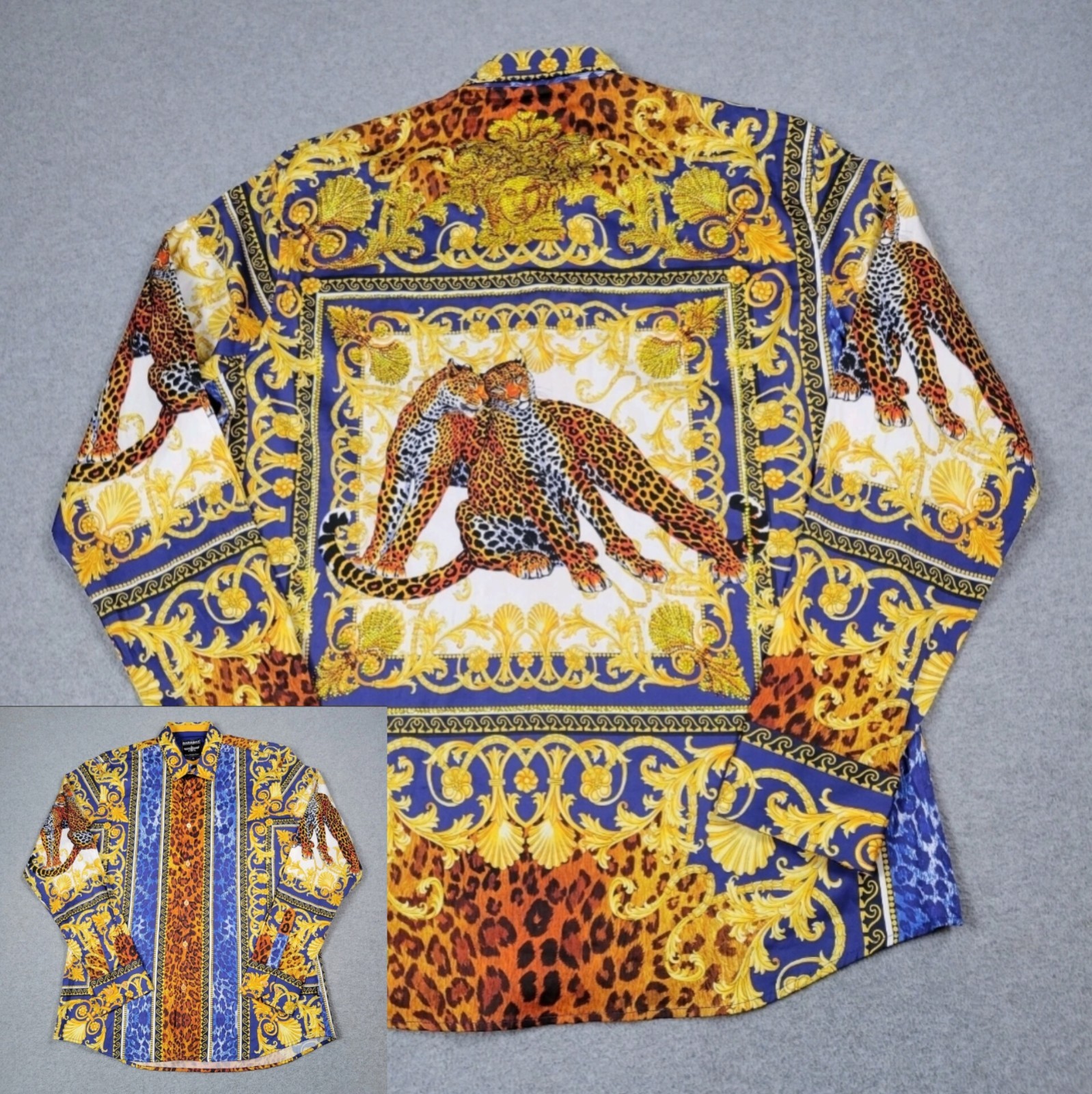 Barbara Shirt Men XL L/S Designer Baroque Geometric Leopard Rhinestone Colorful Barbara Shirt Men XL L/S Designer Baroque Geometric Leopard Rhinestone Colorful