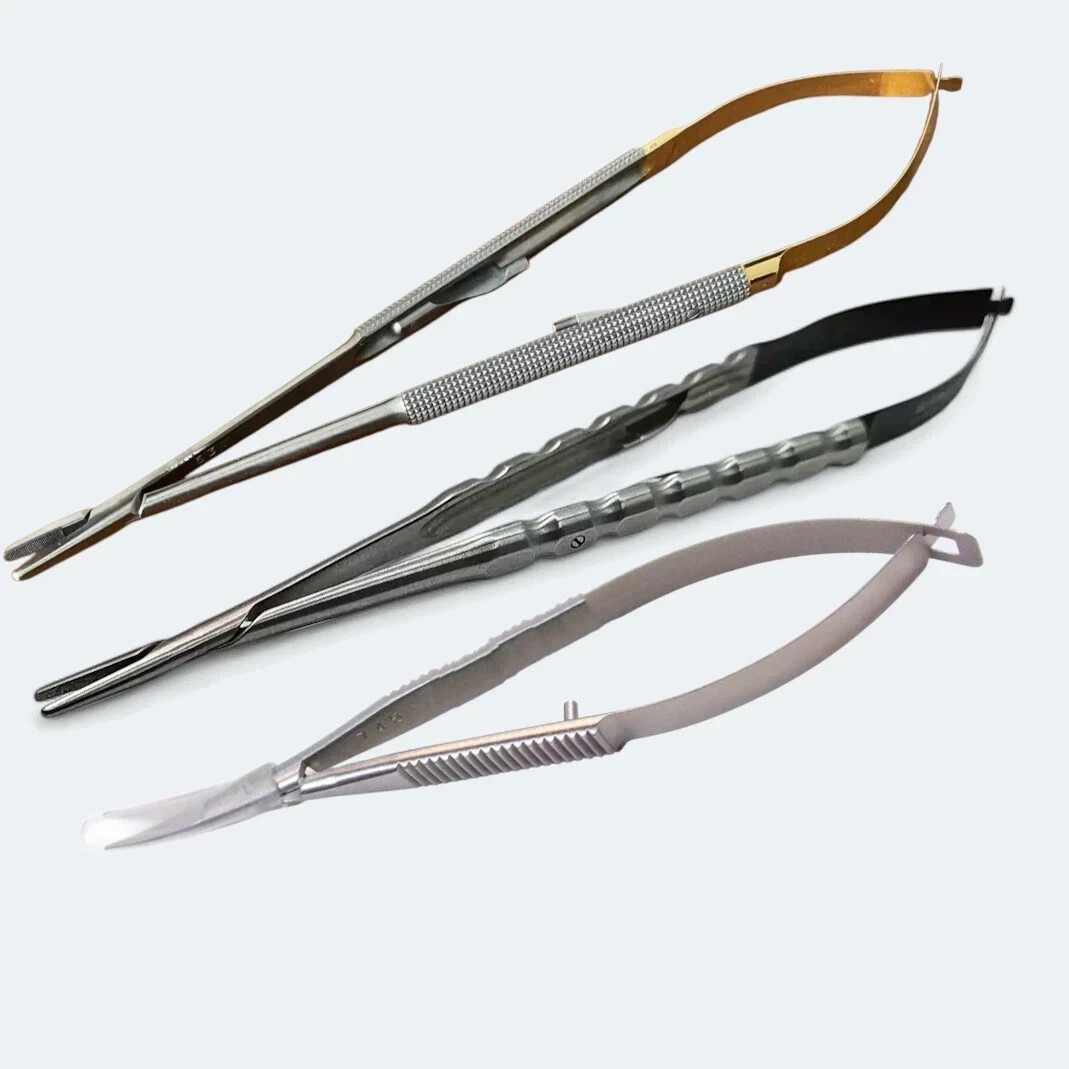 Lot Of 3 HU-FRIEDY Castroviejo Straight ,Diamond Dusted, Micro Scissor Curved Lot Of 3 HU-FRIEDY Castroviejo Straight ,Diamond Dusted, Micro Scissor Curved