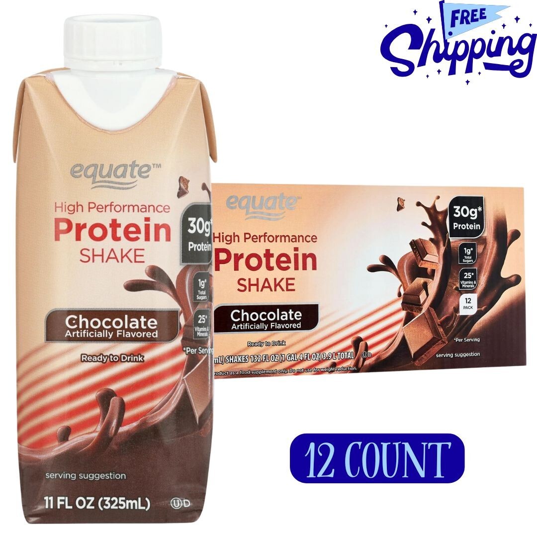 Equate High Performance Protein Shake, Chocolate, 11 fl oz, 12 Ct