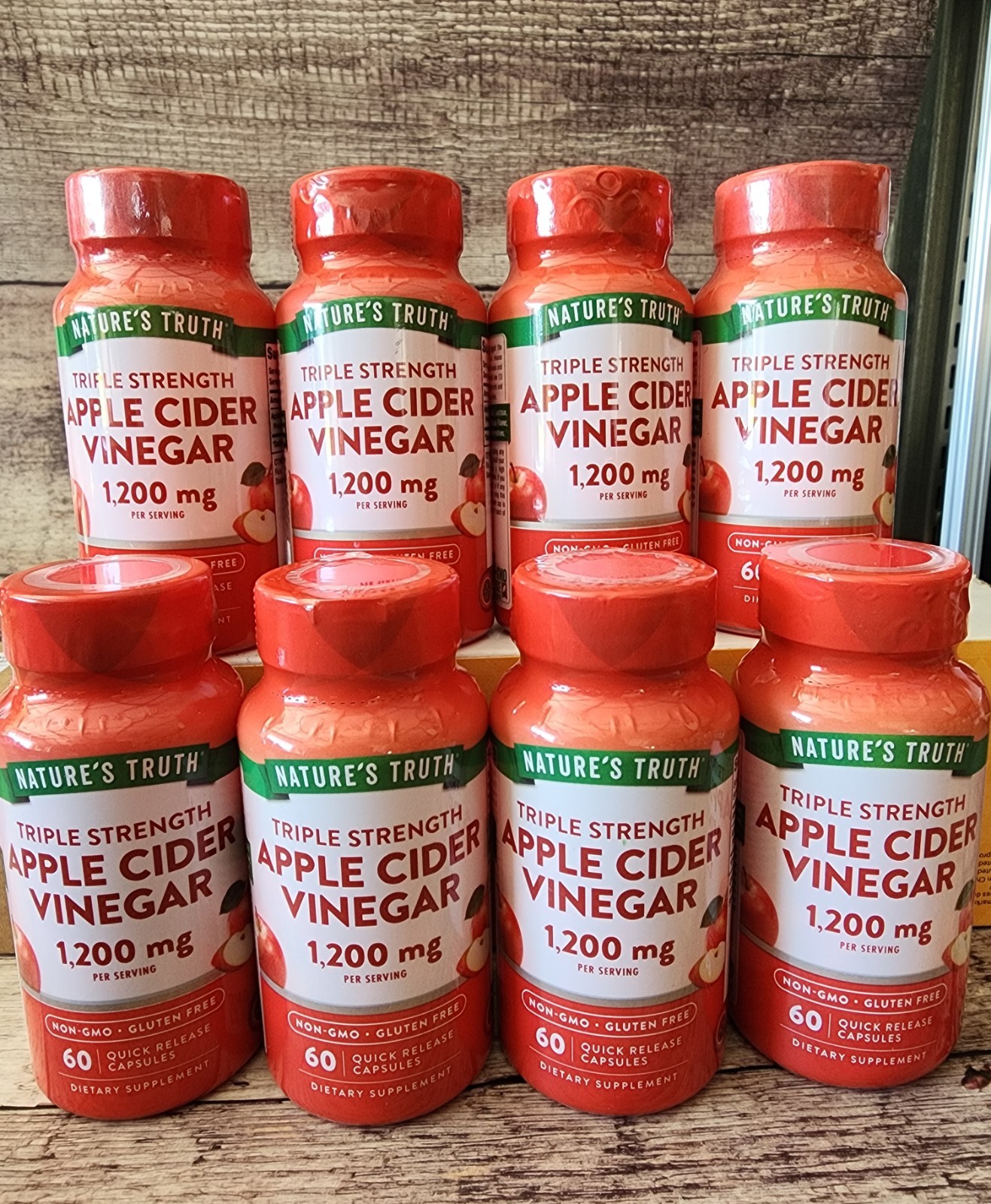 8 Bottles Nature\'s Truth Apple Cider Vinegar 1200mg 60ct Capsules Non-GMO GF