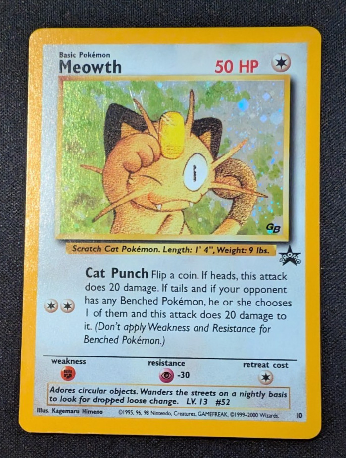 Meowth GB Game Boy Promo 10 Holo WOTC Black Star 2000 Pokemon MP Meowth GB Game Boy Promo 10 Holo WOTC Black Star 2000 Pokemon MP