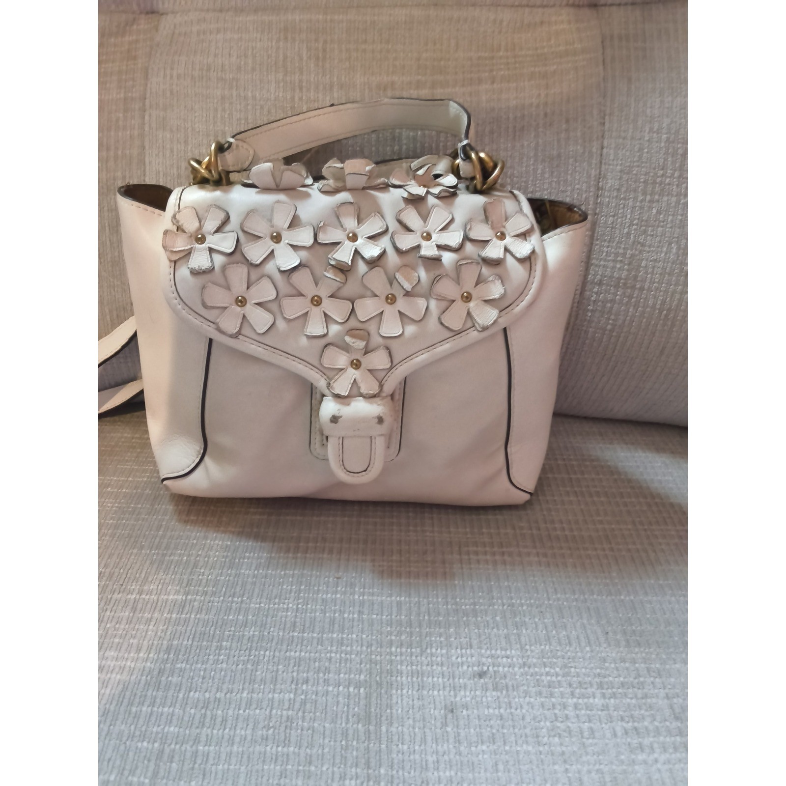 71. Coach Parker Top Handle Tea Rose Applique Chalk White Leather Bag 29360-700 71. Coach Parker Top Handle Tea Rose Applique Chalk White Leather Bag 29360-700