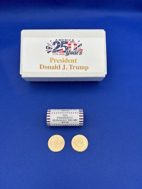 1 ROLL SEALED BOX - DONALD J TRUMP 2026 P - UNCIRC DOLLAR COIN - 