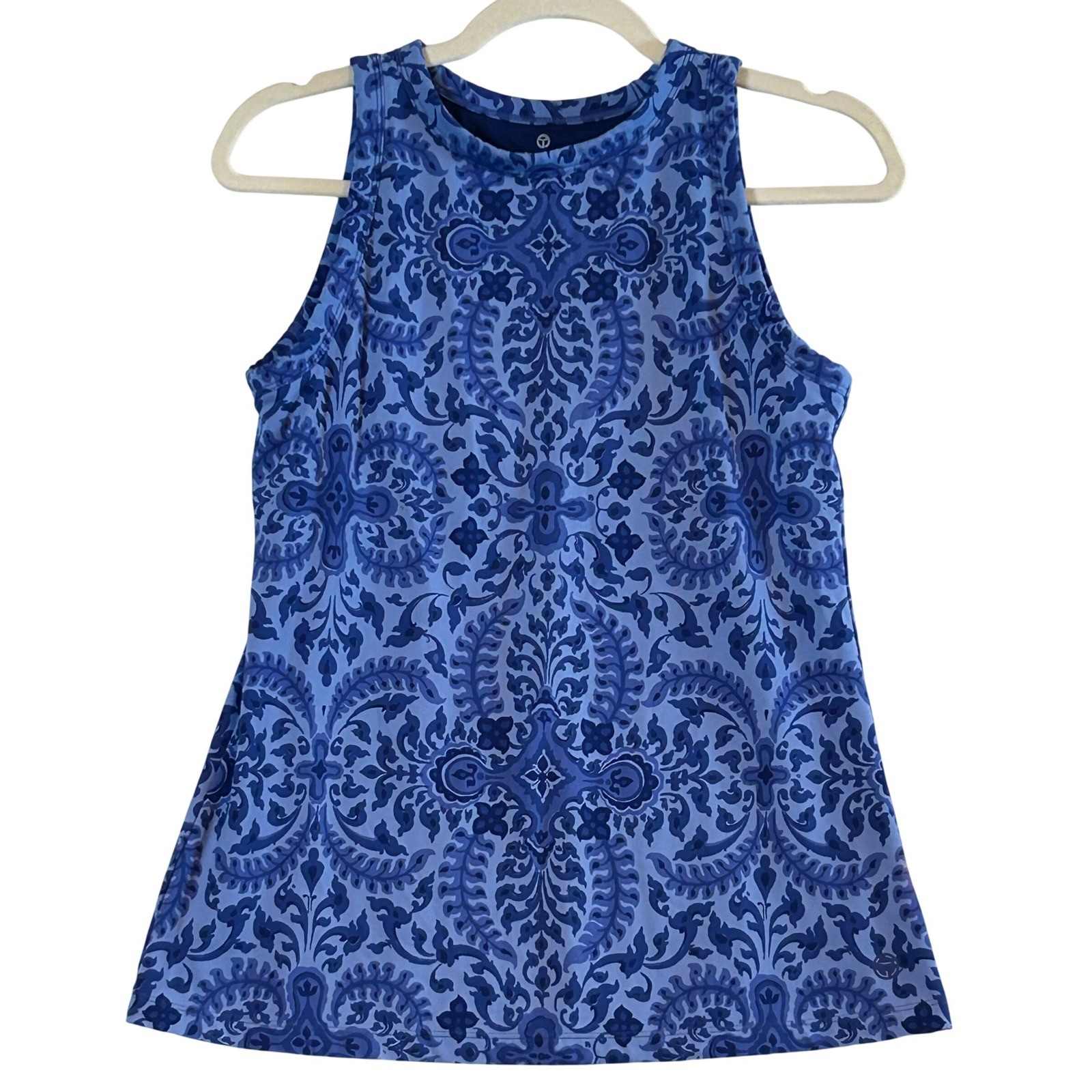 T by Talbots Women Interlock Shelf Bra Royal Medallion Yoga Spin Outdoor Medium