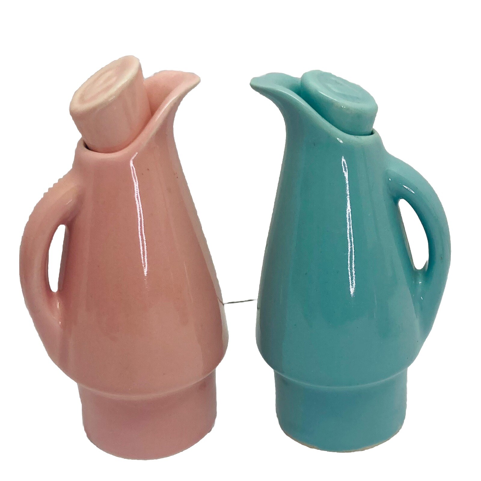 Shawnee Pottery MCM Oil & Vinegar Cruet Set w/Stopppers Ceramic READ
