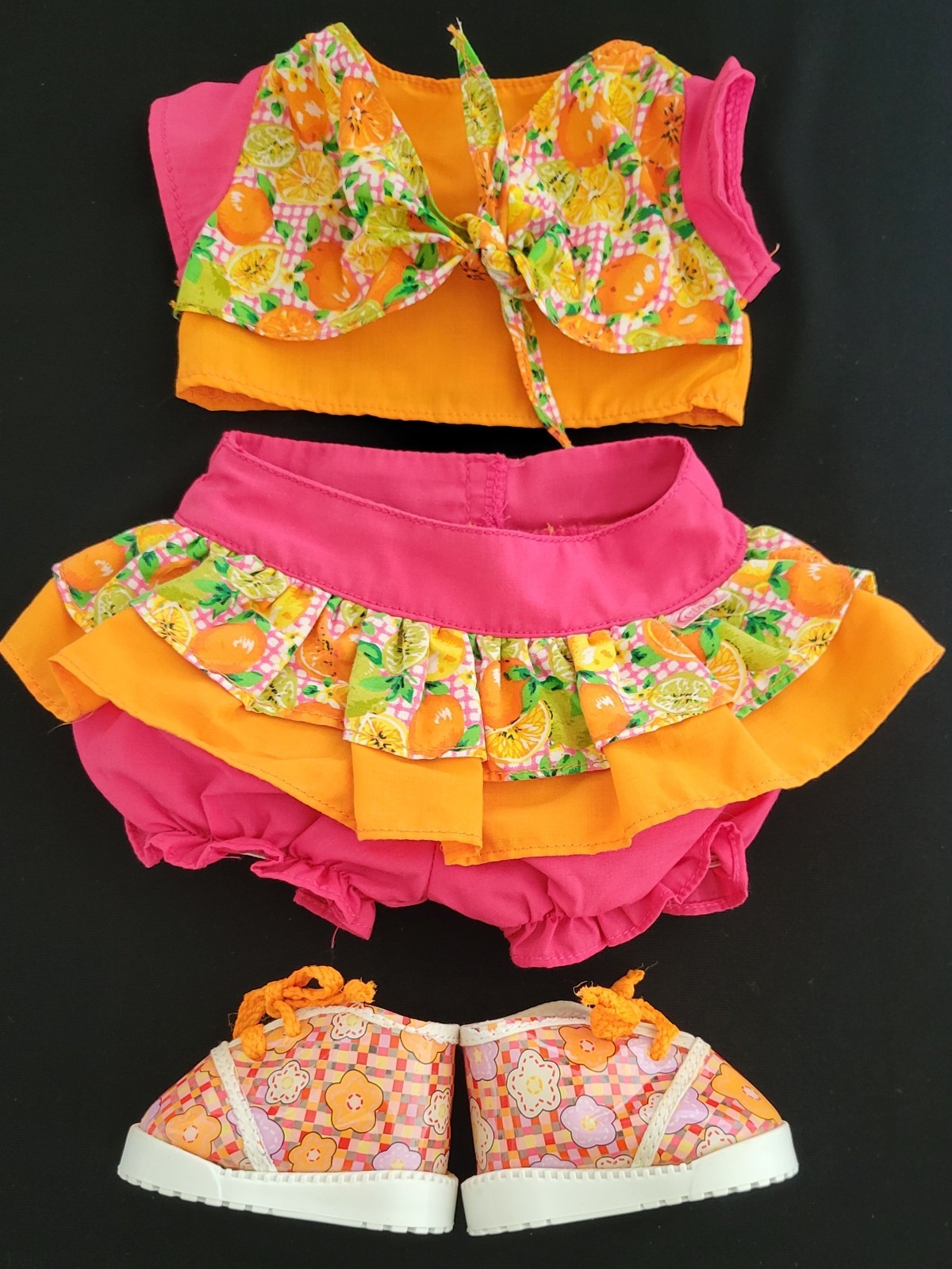 Cabbage Patch Kids Outfit Pink And Orange Top Bottoms Matching Shoes CPK Brand