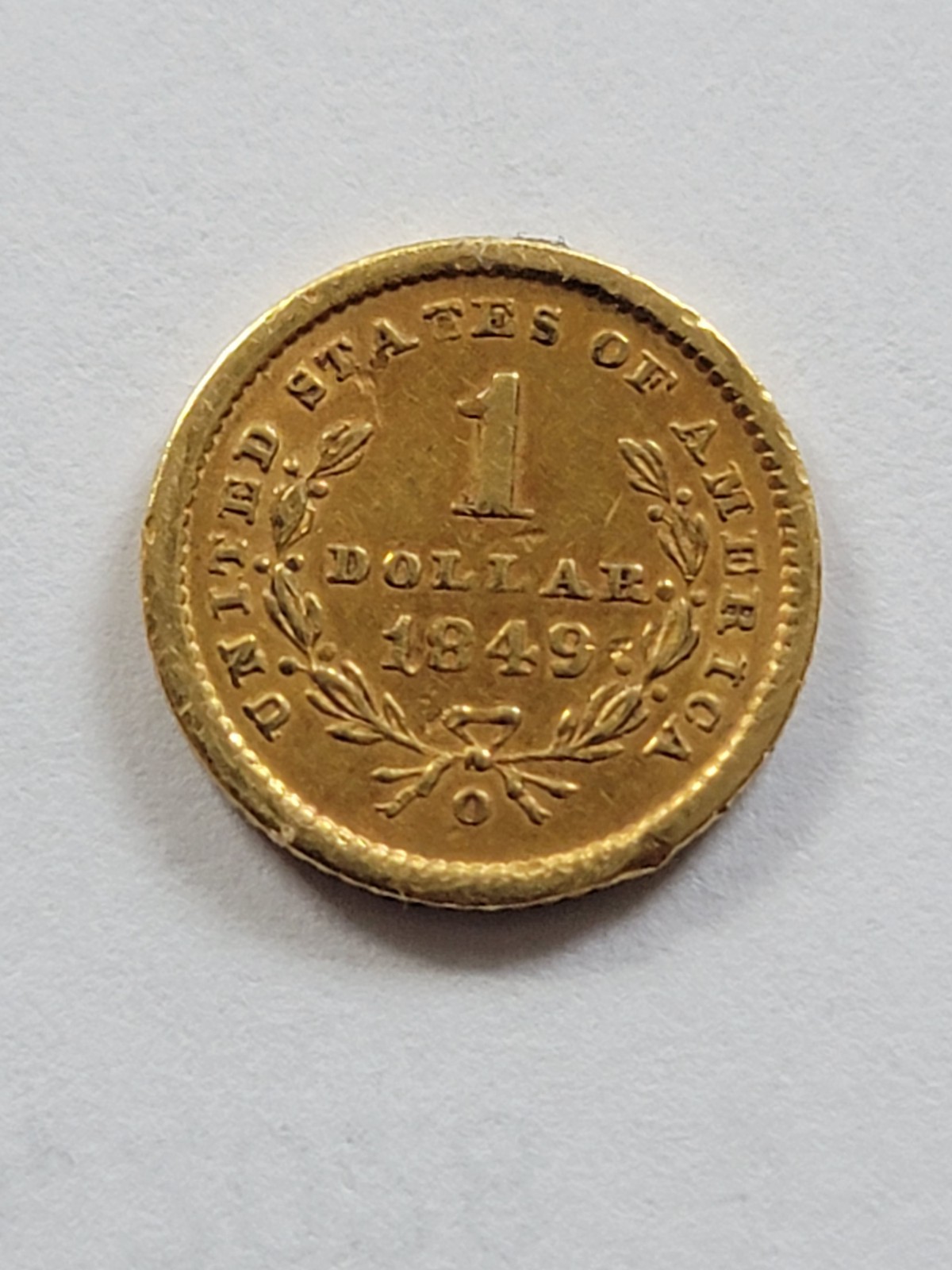 1849-O Liberty Head $1 Gold Dollar Coin -Estate Sale - ex Jewelry VF/XF details 1849-O Liberty Head $1 Gold Dollar Coin -Estate Sale - ex Jewelry VF/XF details