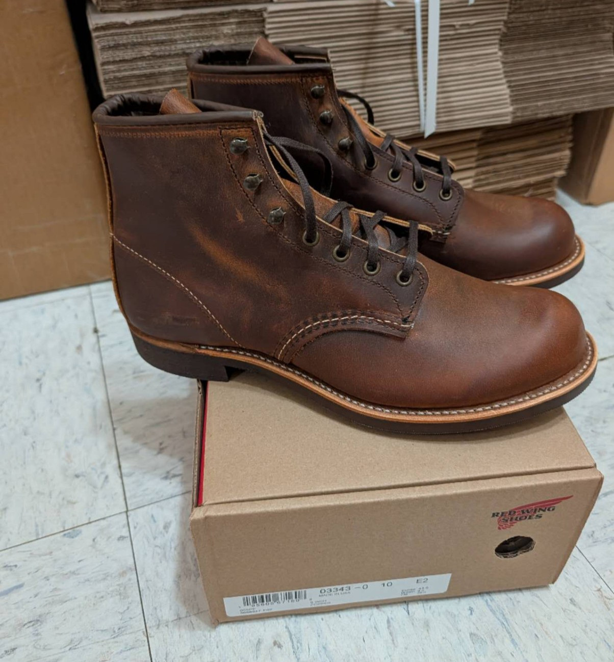 Red Wing Heritage Men\'s 6 inch Blacksmith  boot Copper Brown 3343 EE Wide