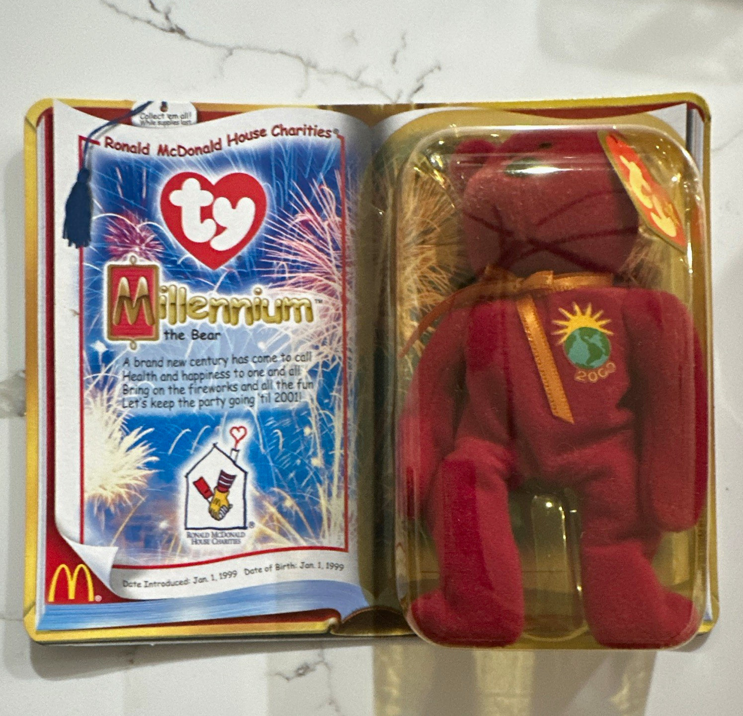 Authentic Beanie Baby McDonald\'s Teenie Beanie Millennium the Bear 2000 RARE