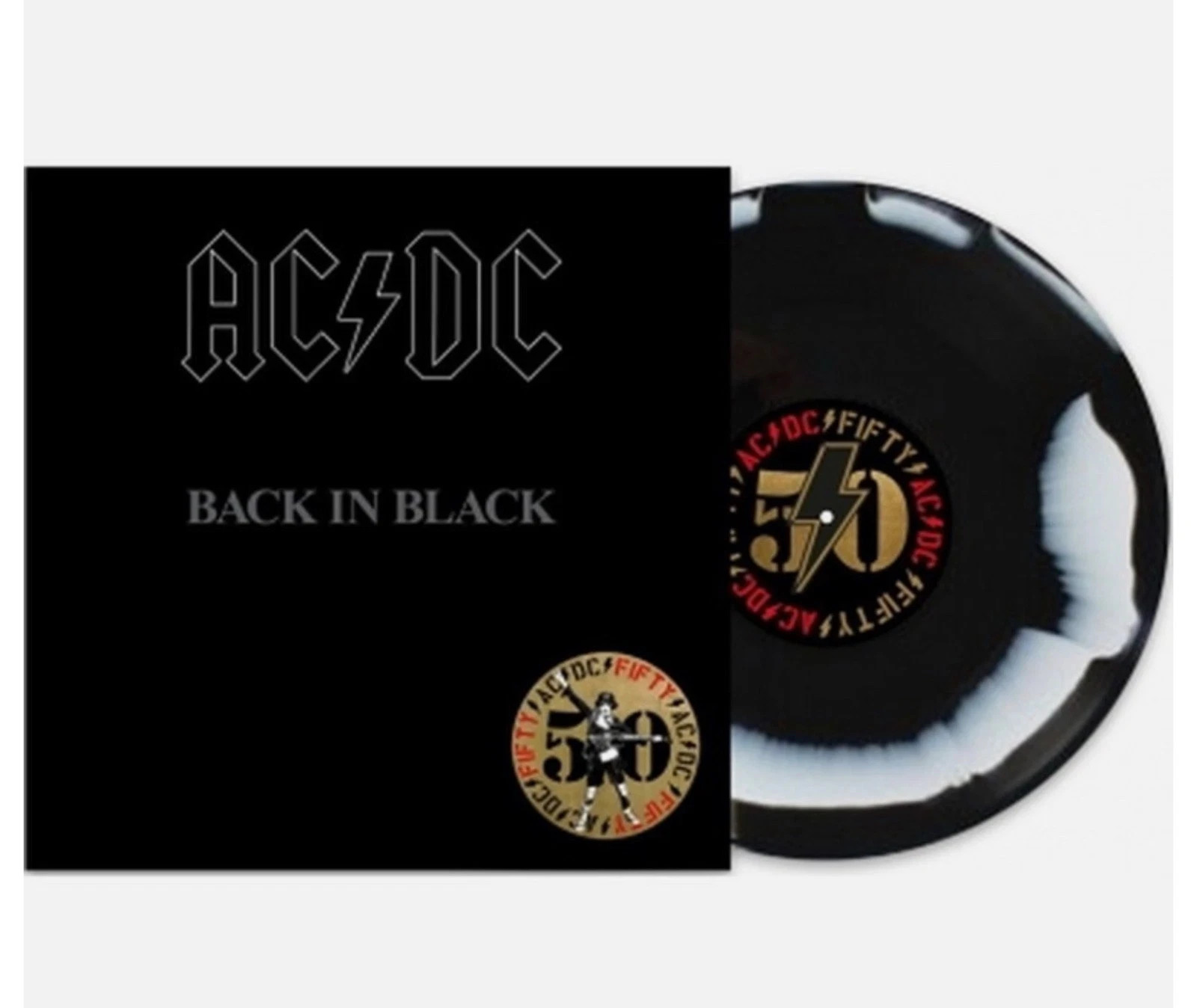 AC / DC -  Back In Black - 50th Anniv. Black/White Color Vinyl Record LP