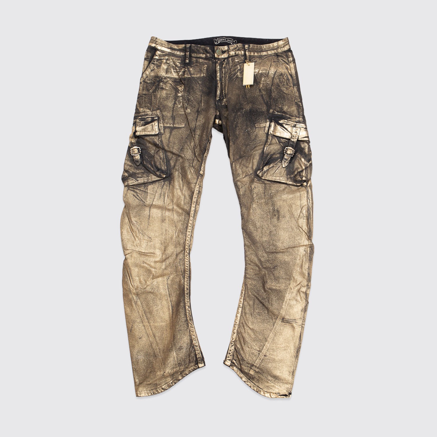 Robin\'s Jean W36 Men Gold Foil Metallic Predator Cargo Pocket Stretch Cotton Robin\'s Jean W36 Men Gold Foil Metallic Predator Cargo Pocket Stretch Cotton
