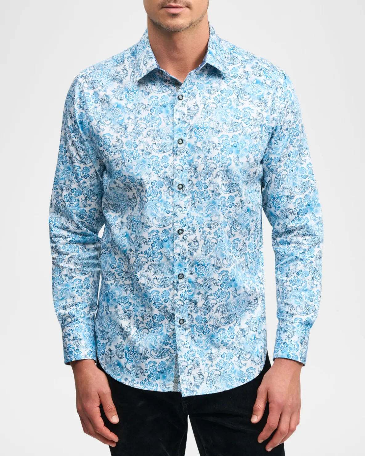 NEW Robert Graham Mens Blue Floral Paisley Long Sleeve Sport Shirt Choose Size NEW Robert Graham Mens Blue Floral Paisley Long Sleeve Sport Shirt Choose Size