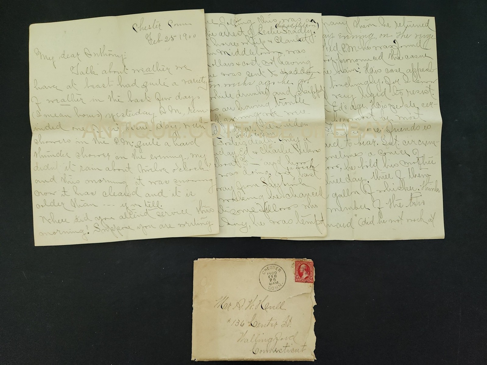 1899 antique LETTER waltham ma ANTHONY HULL guys drink gall whiskey arrest dead