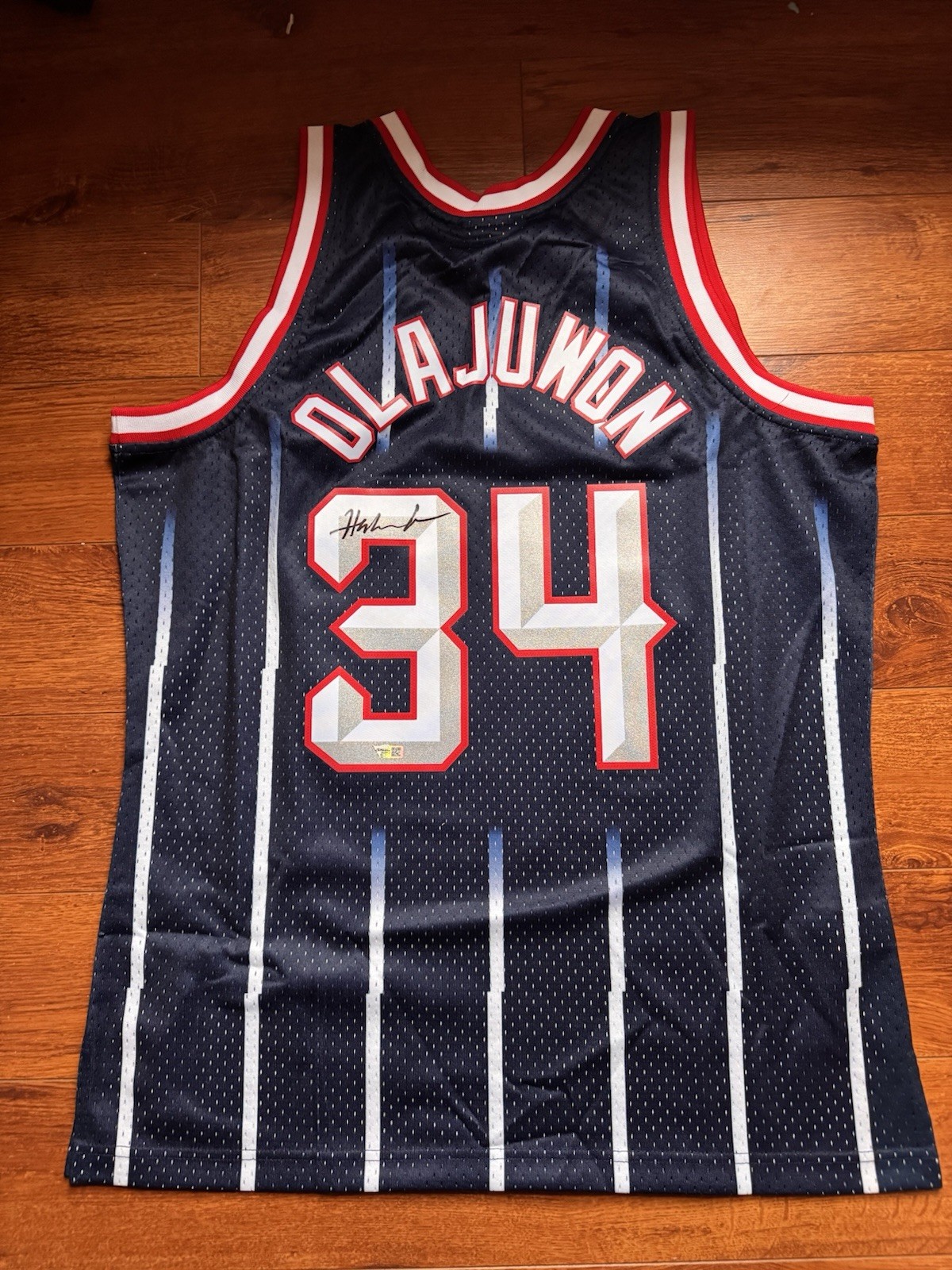 Hakeem Olajuwon Autographed Signed Jersey Mitchell & Ness Fanatics COA Hakeem Olajuwon Autographed Signed Jersey Mitchell & Ness Fanatics COA