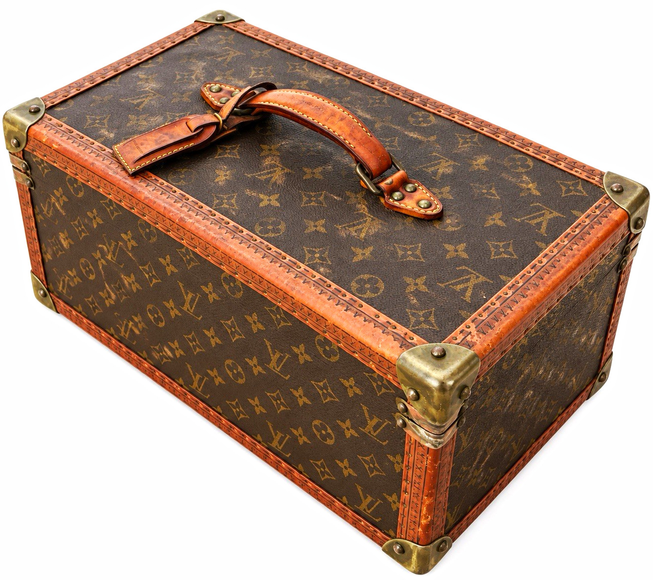 Vintage Louis Vuitton Monogram Train Case Trunk 18” Locking Hard Case Brown Vintage Louis Vuitton Monogram Train Case Trunk 18” Locking Hard Case Brown
