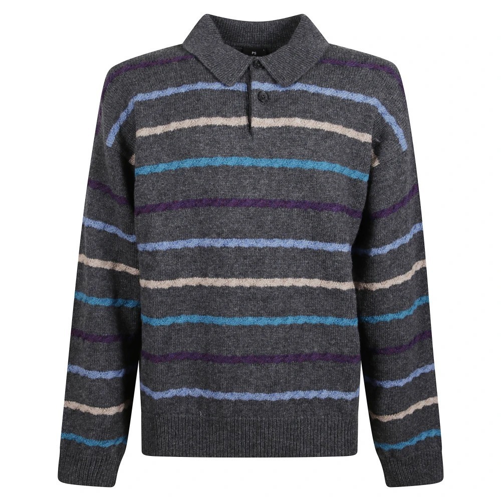 PS Paul Smith Textured Stripe Wool Blend Polo Shirt Men\'s XL Multicolor Pullover PS Paul Smith Textured Stripe Wool Blend Polo Shirt Men\'s XL Multicolor Pullover