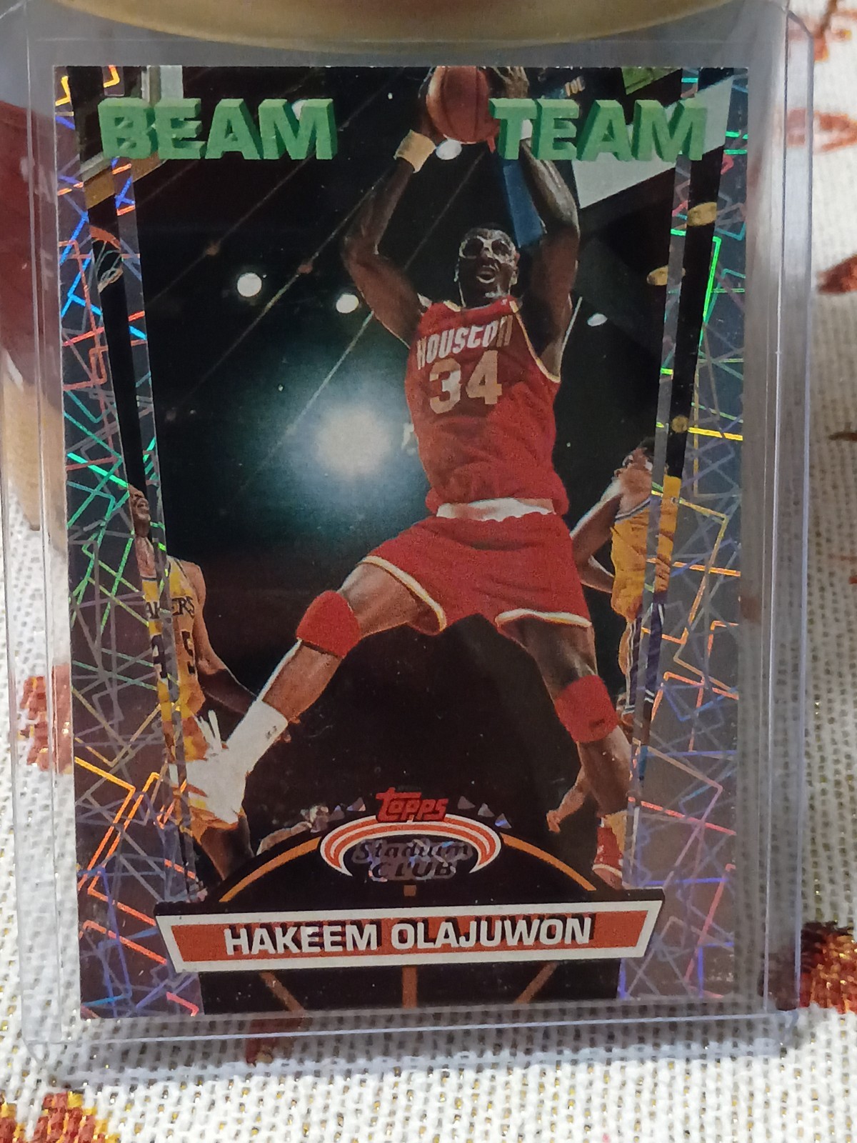 Rare 1992-93 Members Only Topps Stadium Club Beam Team #16 Hakeem Olajuwon