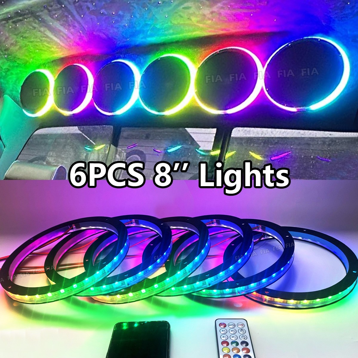 6pcs 8\'\' Color Chasing Flow LED 1/2\'\' Spacer Ring Speaker Lights for Car Truck 6pcs 8\'\' Color Chasing Flow LED 1/2\'\' Spacer Ring Speaker Lights for Car Truck