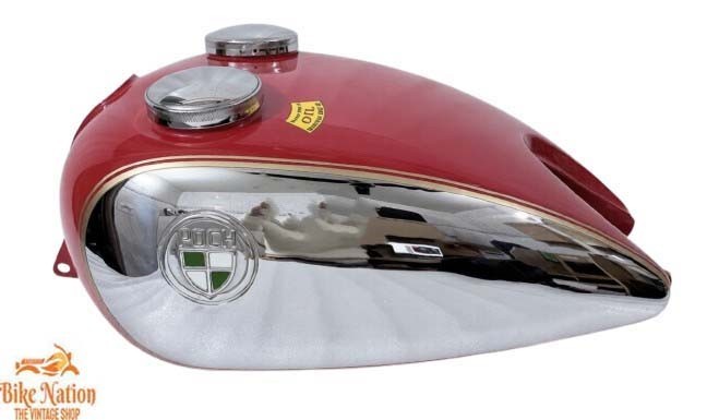 Fit For Puch 250 Tf 1952 250Cc Red & Chrome Petrol Fuel Tank Without Cap