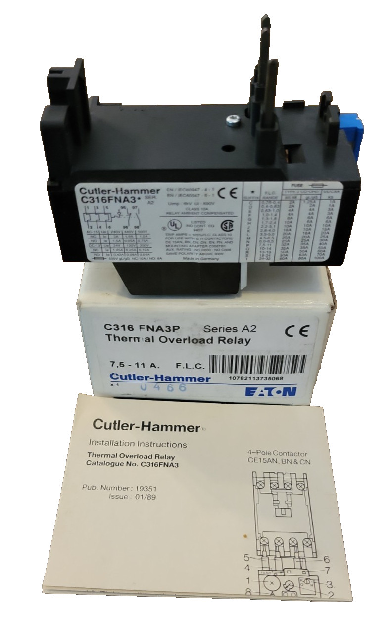 New Cutler-Hammer C316FNA3P Thermal Overload Relay Series A2 - New In Box