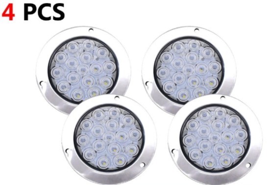 4PCS WHITE 16 LED 4 Inch Round Backup Reverse Tail Lamp Lights For Truck Trailer