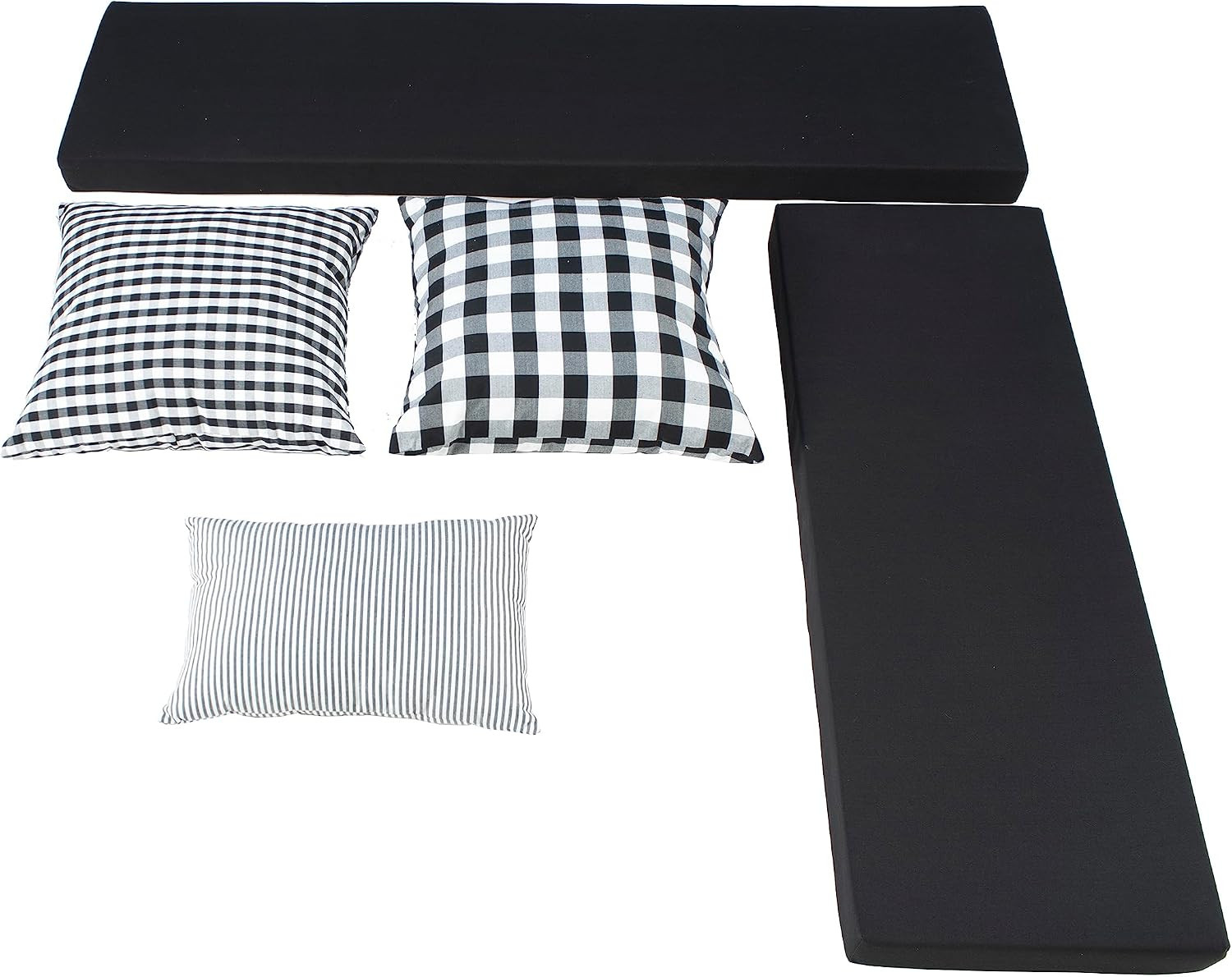 Harris Black 2 Piece Nook Cushion Set with 3 Coordinating Accent Pillows by  - O