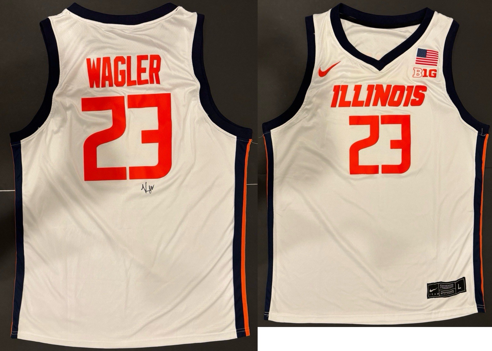 Keaton Wagler Autographed/ Signed Illinois Fighting Illini Jersey Exact Proof