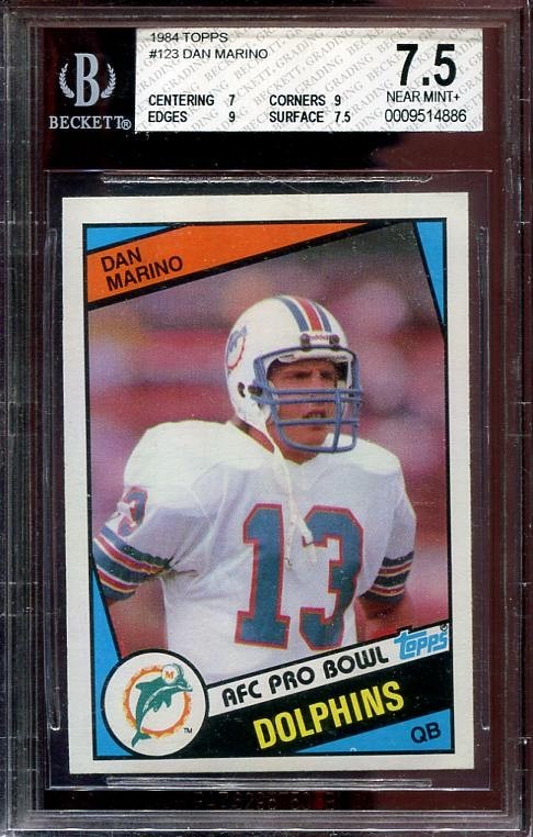 1984 Dan Marino Rookie Card Topps #123 Miami Dolphins BGS 7.5