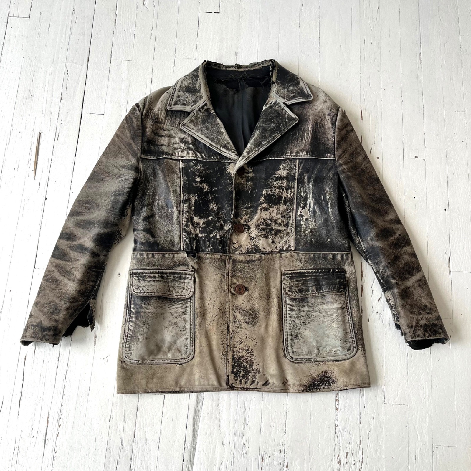 Men\'s Vintage Leather Jacket 60\'s - 70\'s Distressed
