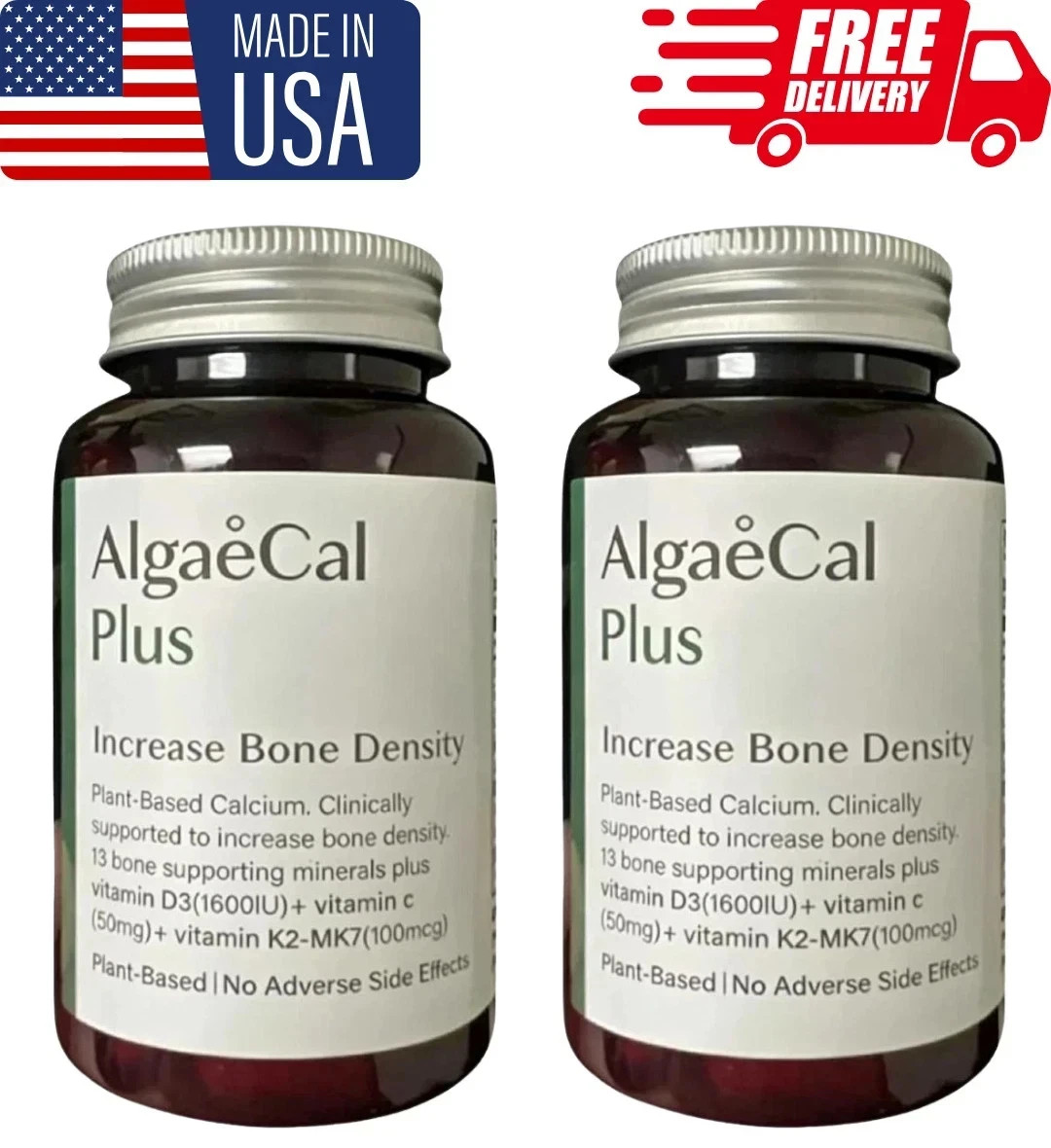 Pack of 2 AlgaeCal Plus Stronger Bones Dietary Supplement Algae Cal 120Ct Pack of 2 AlgaeCal Plus Stronger Bones Dietary Supplement Algae Cal 120Ct