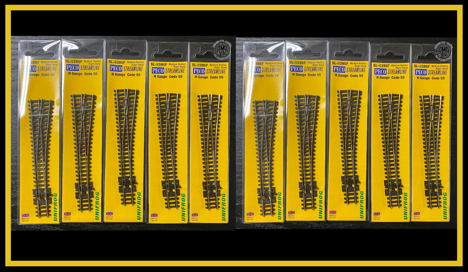 Peco SL-U395F Unifrog Medium Radius Right Hand Turnout Code 55 Set Of 10