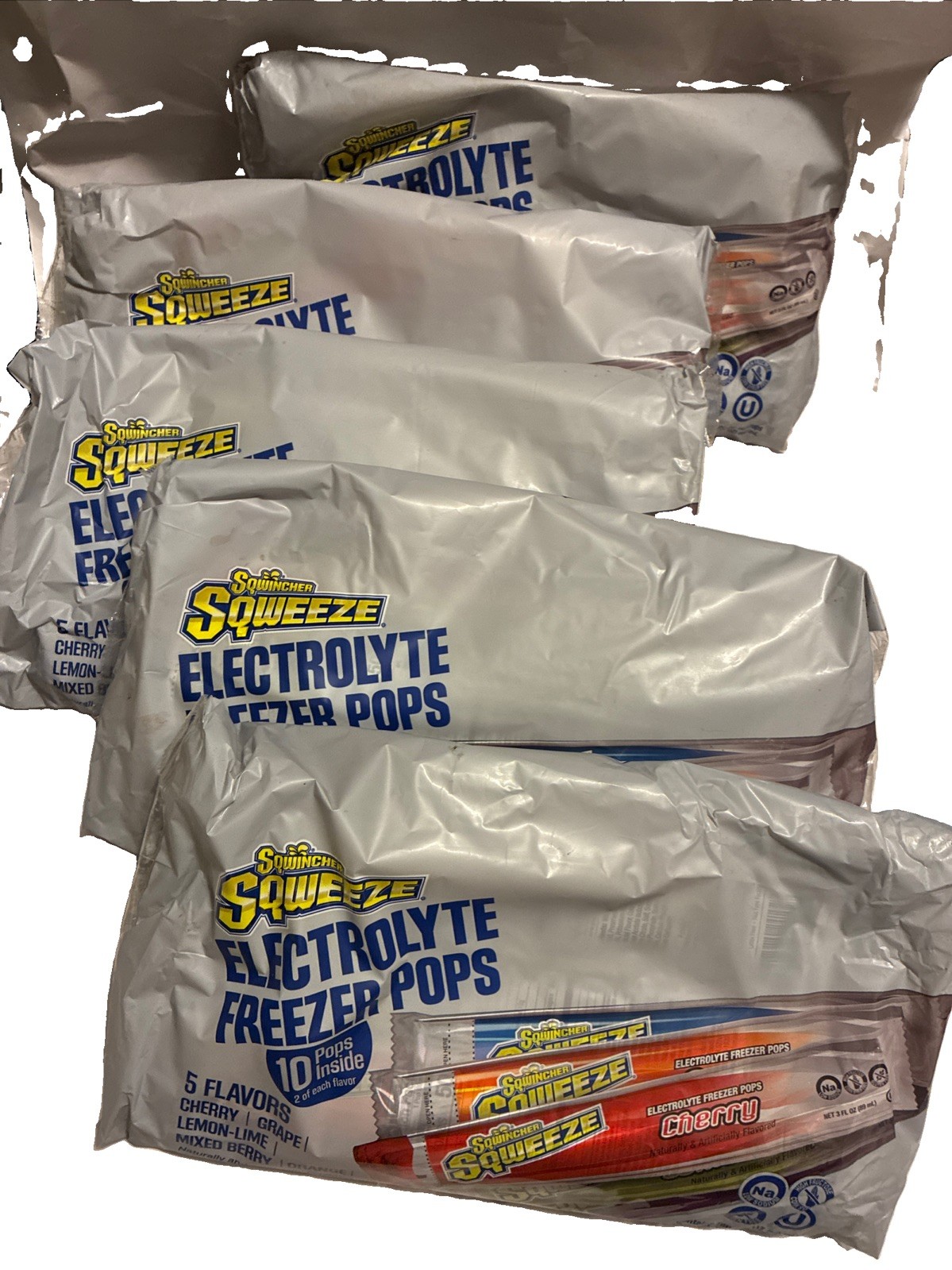 Sqweeze Electrolyte Replenishing Freeze Pops, Assorted Flavors - X5 Packs Of 10