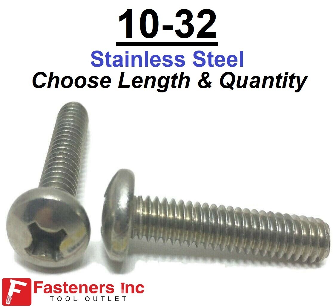 #10-32 Phillips Pan Head Machine Screw Stainless Steel NF (Choose Length & Qty)