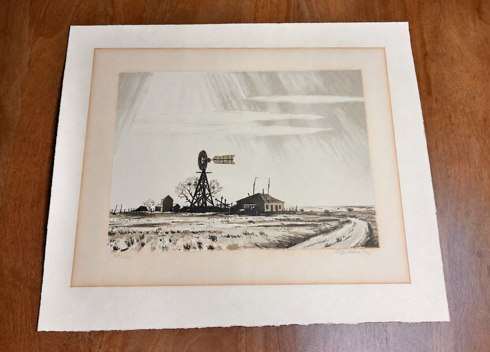 Peter Hurd “Dusty Windmill” Signed 169/250 1975 - Unframed Peter Hurd “Dusty Windmill” Signed 169/250 1975 - Unframed