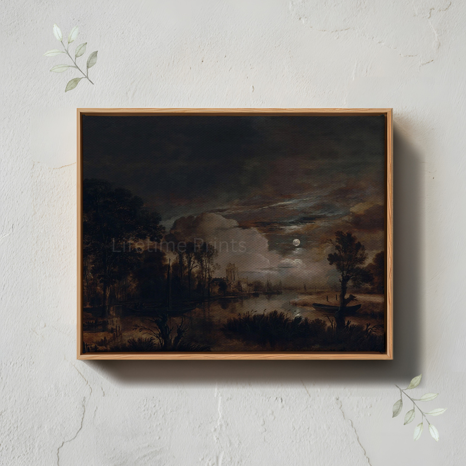 1647 Moonlit Landscape Painting Reproduction Giclee Canvas Print