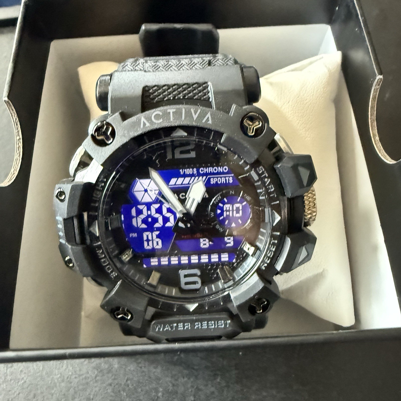 Activa Chrono Men\'s Analog-Digital Quartz Chronograph WR30m Black/Blue