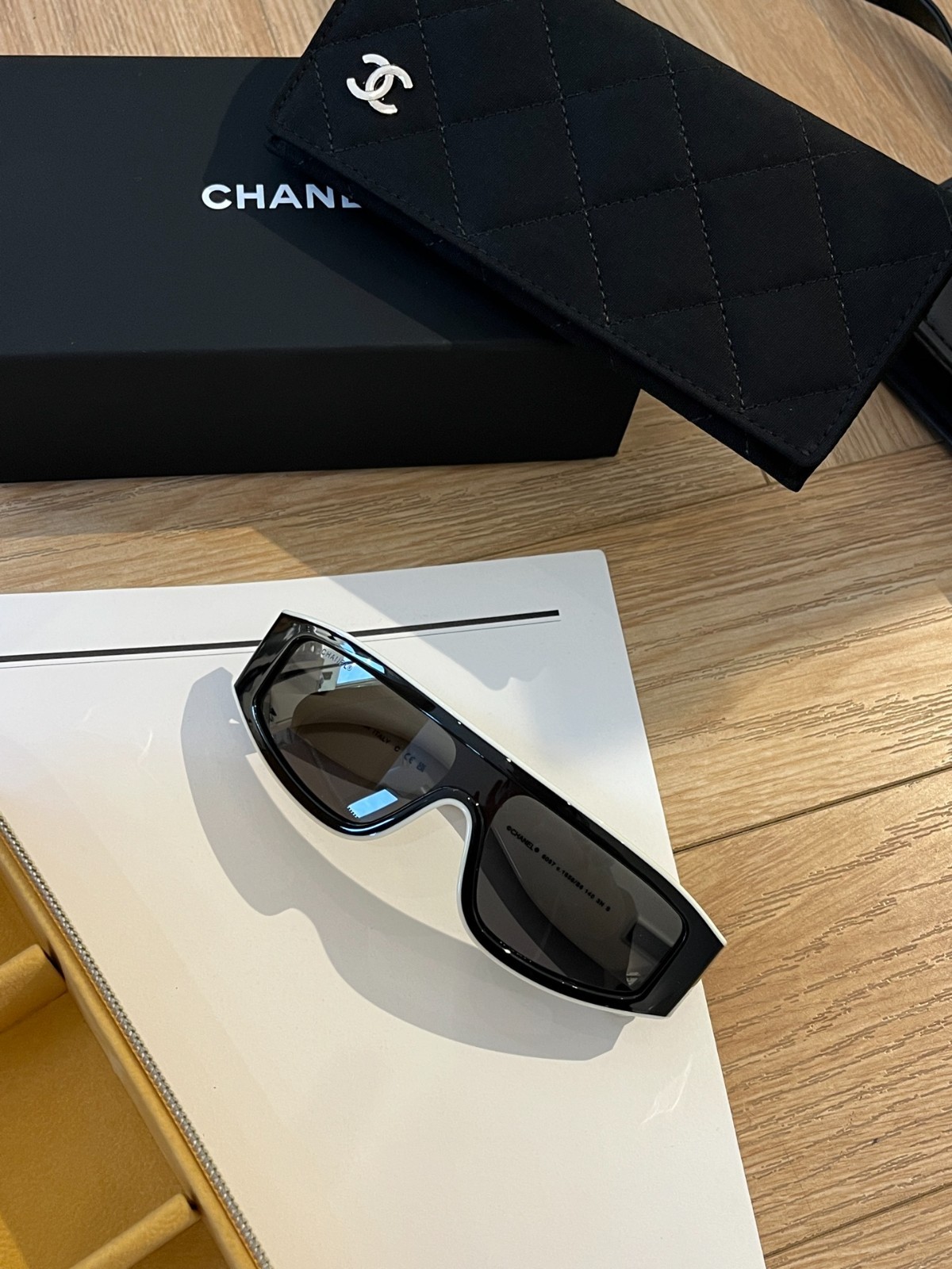CHANEL CH6057 Black Rectangle Gray Gradient Sunglasses 129-145 Unisex