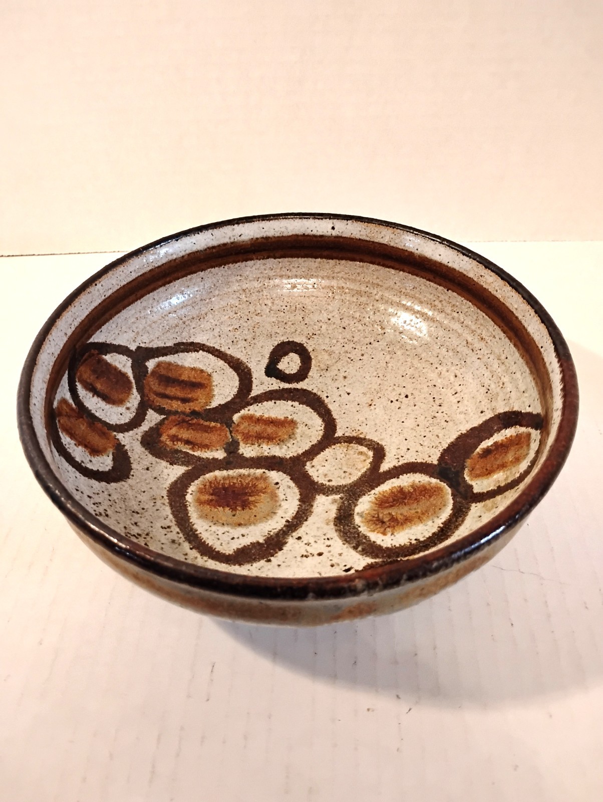Wishon Harrell Pottery, Shallow Bowl, Glazed Brown Pottery
