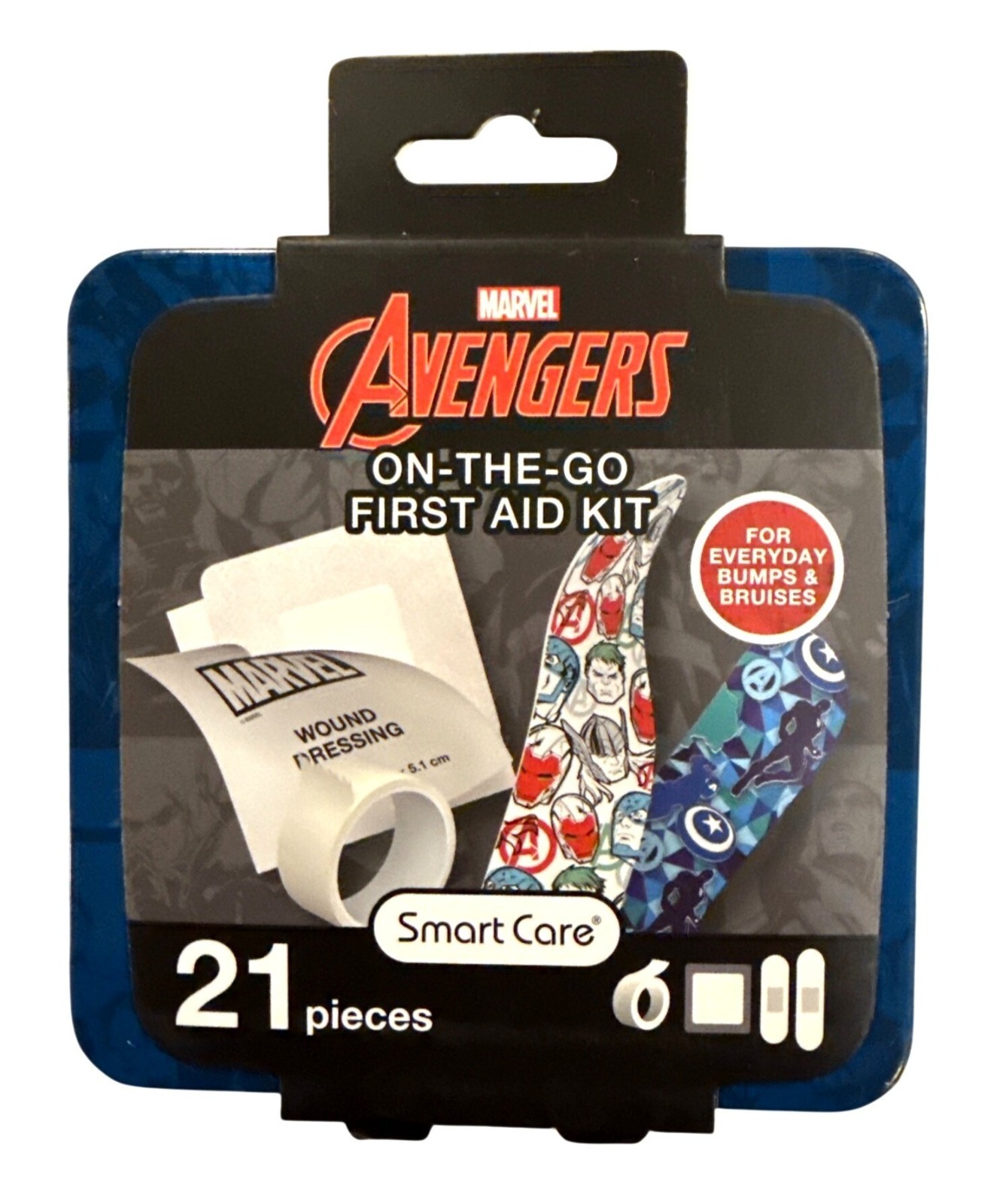 21pc MARVEL Avengers On-The-Go First Aid Kit Tin Case Bandages & Wound Dressing
