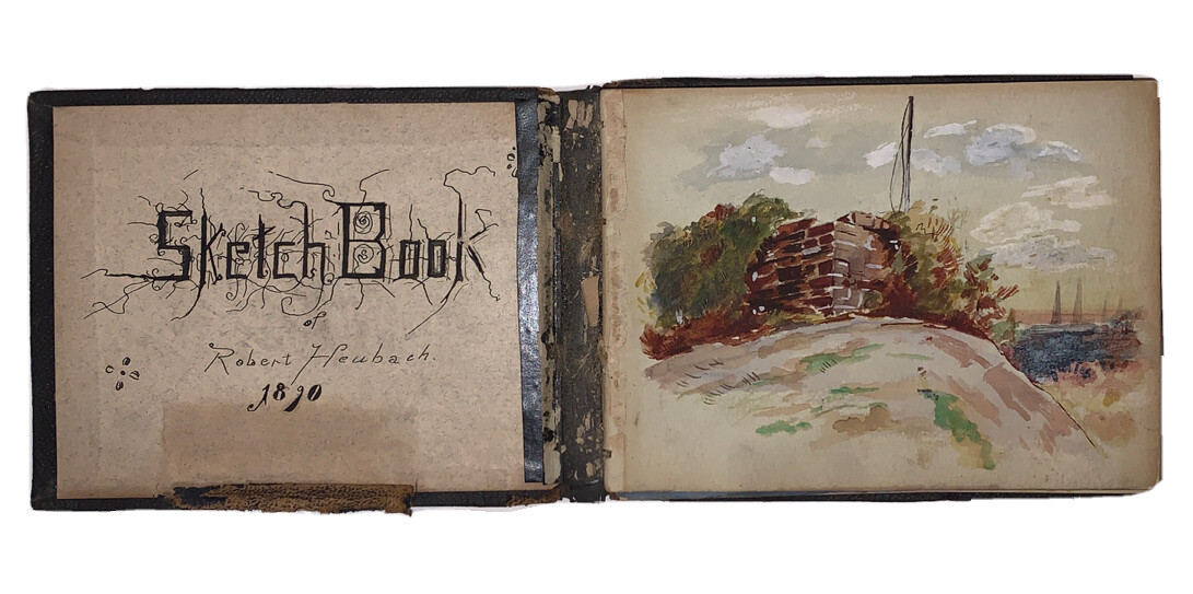 1890, ROBERT HEUBACH\'S SKETCH BOOK, ARTIST BOOK, BEAUTIFUL ORIGINAL ART, UNIQUE