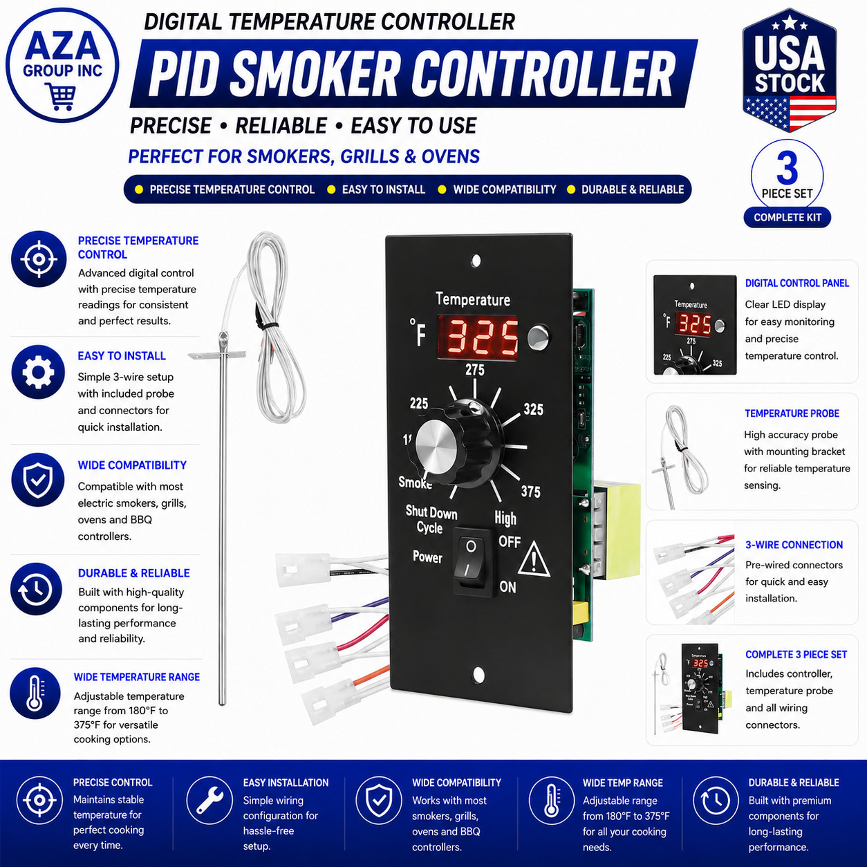 Digital Thermostat Controller Kit Replacement for Traeger Wood Pellet Grill New