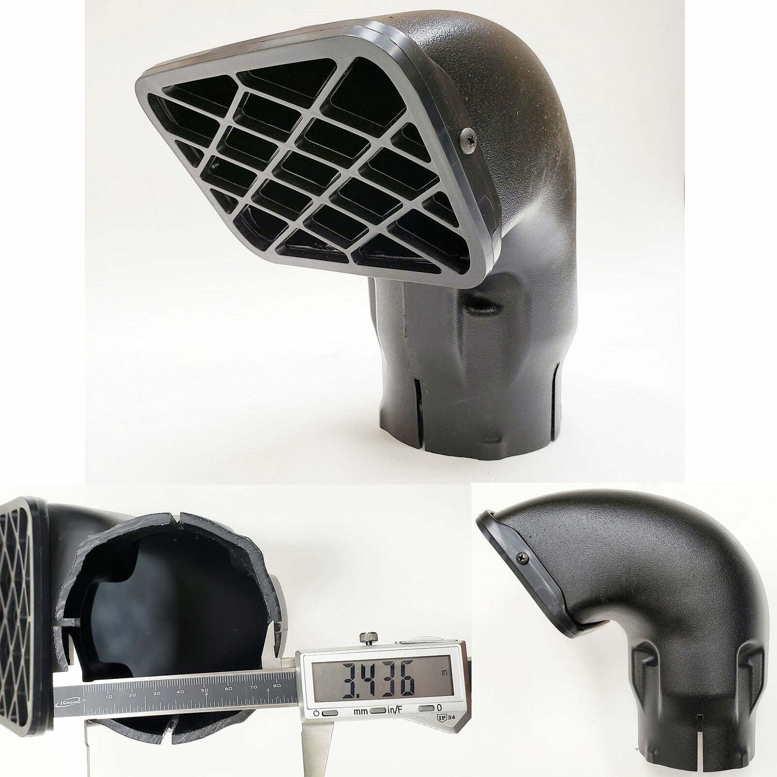 New Cold Ram Snorkel Head Universal 3.5 inch Inlet With Mesh ABS Replacement