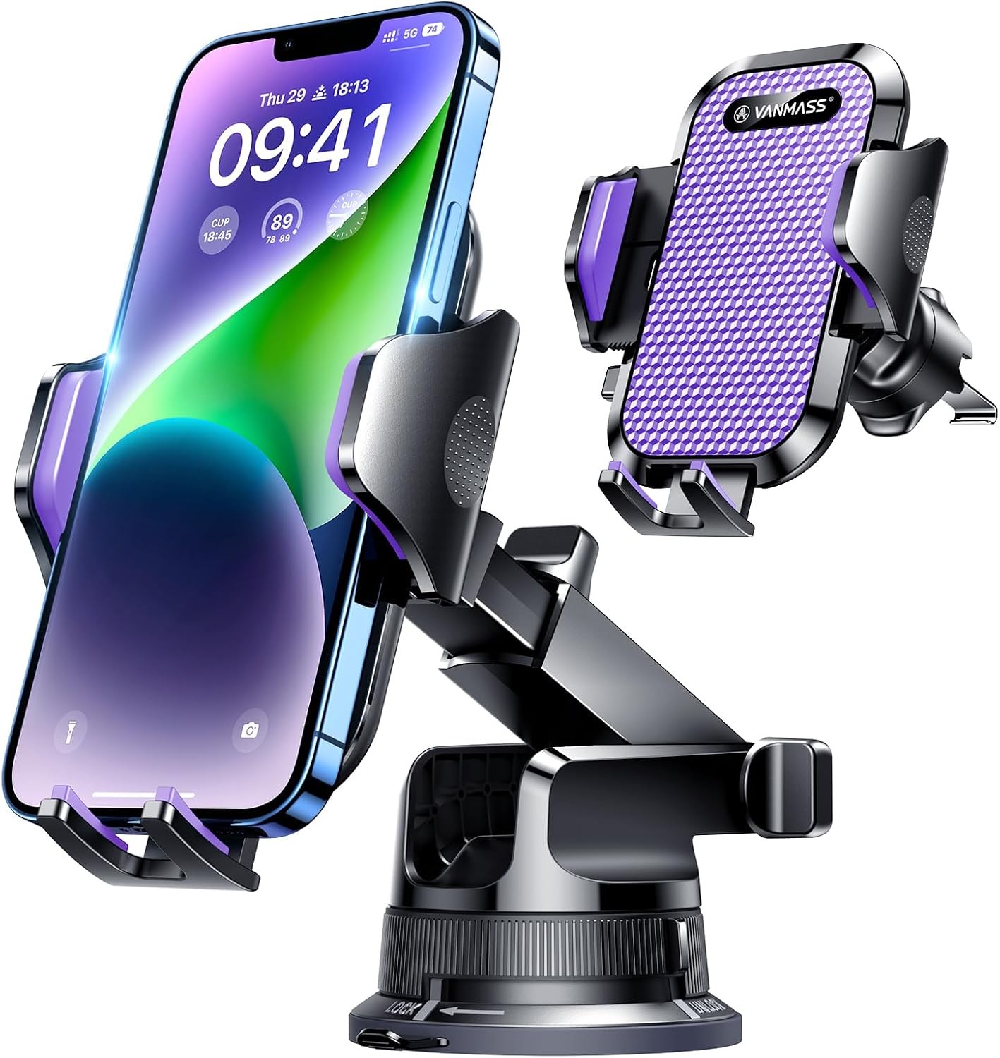 [True Military-Grade] Car Phone Holder [Upgraded Suction & Clip] Cell Phone