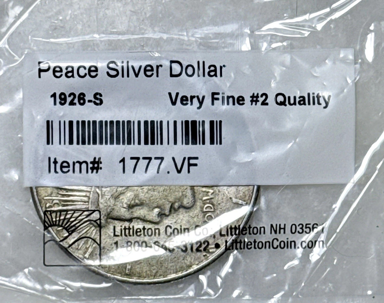 1926-S Peace Silver Dollar $1 Very Fine VF #2 Quality Littleton