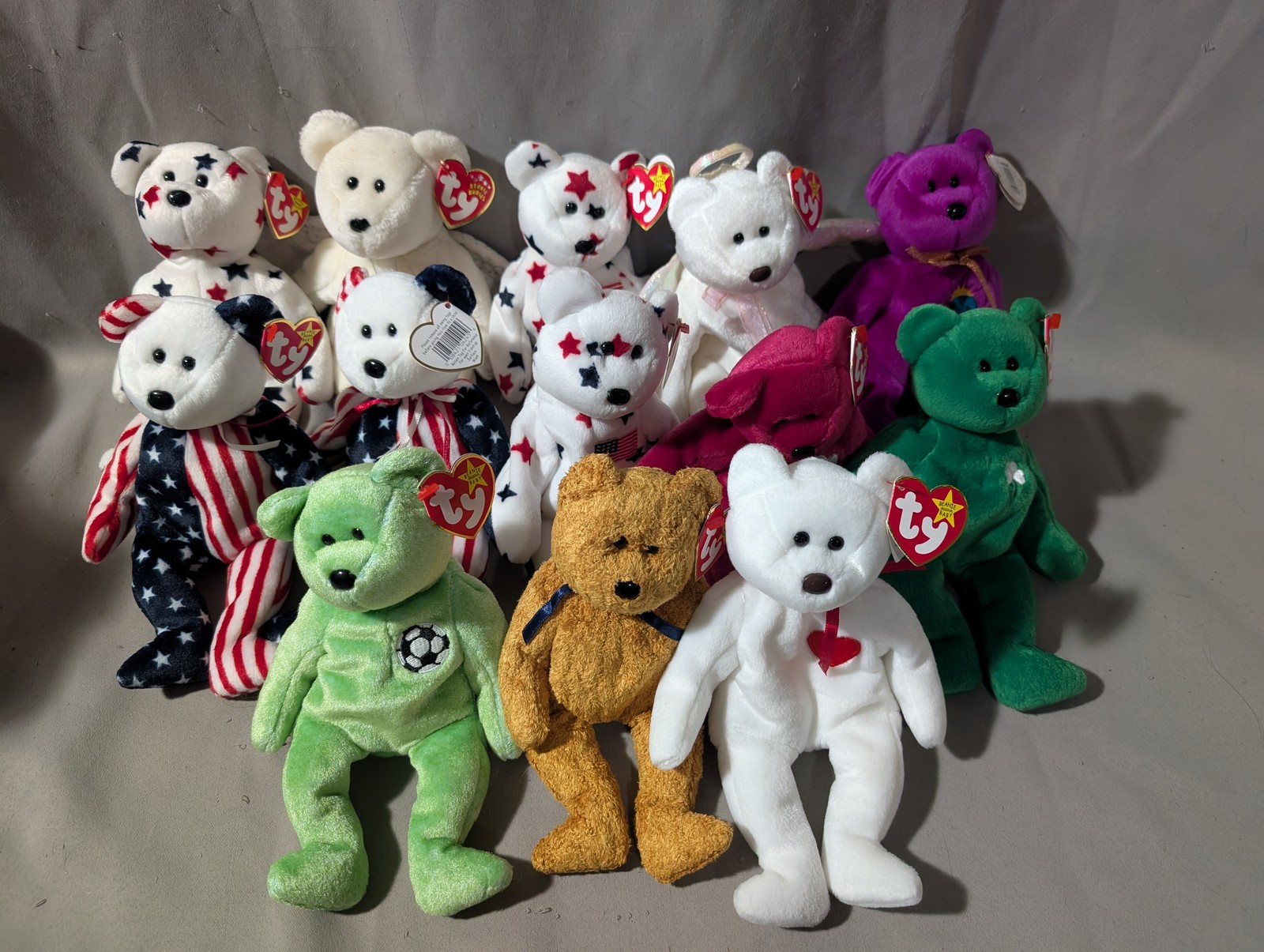 Lot of 13 Original Vintage Ty Beanie Babies Glory, Spangle, Harold, Halo + more Lot of 13 Original Vintage Ty Beanie Babies Glory, Spangle, Harold, Halo + more