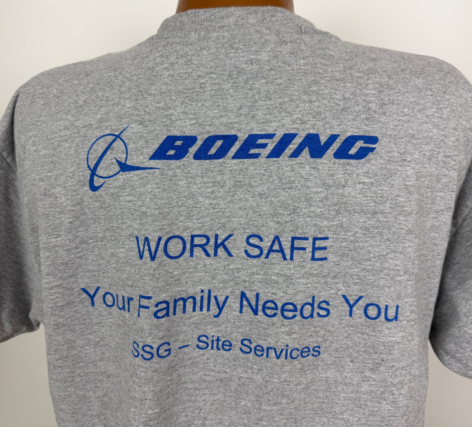 Vintage Y2K Boeing Shirt Large Work Safe Your Family Need You SSG Site Services
